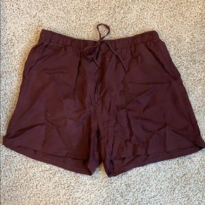 Burgundy Linen Shorts